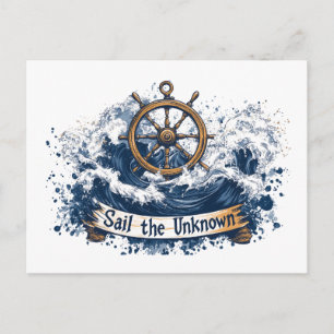 "Segel das Unbekannte" - Maritimes Design Postkarte