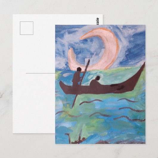 Segel durch Mondlicht Postkarte (Vorne/Hinten)