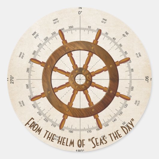 Segel-Helm mit Kompass Runder Aufkleber (Vorderseite)