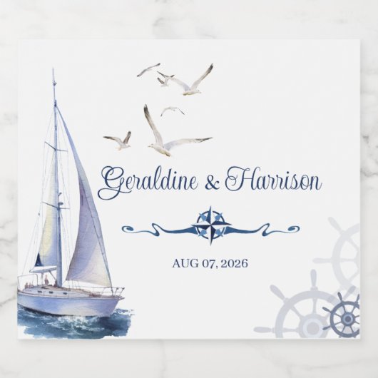 Segel-Hochzeit Schaumweinetikett (Einzelnes Label)