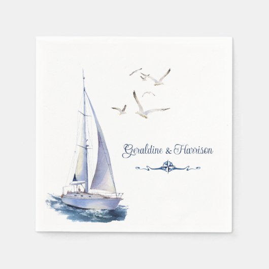 Segel-Hochzeit Serviette (Vorderseite)