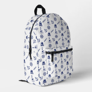 Segel Illustration Muster Navy Blue+White Bedruckter Rucksack