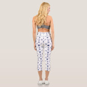 Segel Illustration Muster Navy Blue+White Capri Leggings (Rückseite)