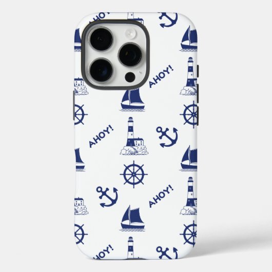 Segel Illustration Muster Navy Blue+White Case-Mate iPhone Hülle (Rückseite)
