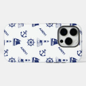 Segel Illustration Muster Navy Blue+White Case-Mate iPhone Hülle (Rückseite (Horizontal))