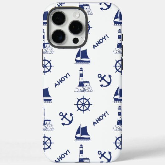 Segel Illustration Muster Navy Blue+White Case-Mate iPhone Hülle (Rückseite)