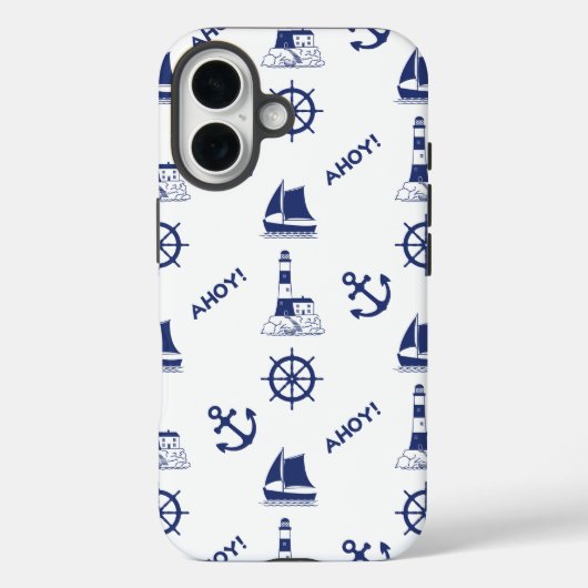Segel Illustration Muster Navy Blue+White Case-Mate iPhone Hülle (Rückseite)