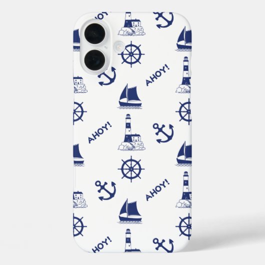 Segel Illustration Muster Navy Blue+White Case-Mate iPhone Hülle (Rückseite)