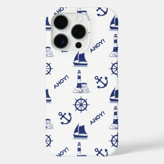 Segel Illustration Muster Navy Blue+White Case-Mate iPhone Hülle (Rückseite)