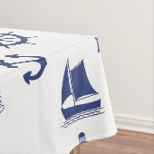 Segel Illustration Muster Navy Blue+White Tischdecke (Beispiel)