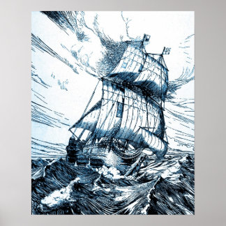 Segel im Nautischen Meer Poster