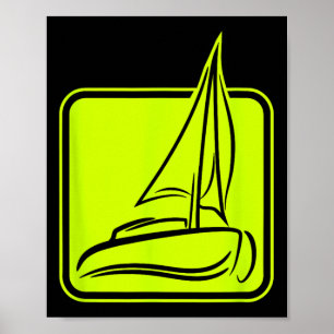 Segel-Logo-Symbol Quadratisches Segelboot Schiff K Poster