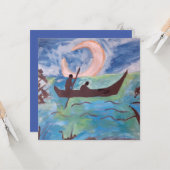 Segel mit Mondlicht Flat Karte (Vorderseite/Rückseite Beispiel)