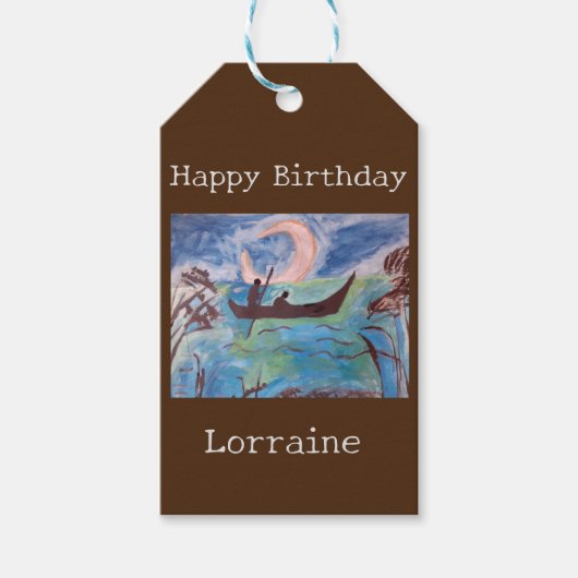 Segel nach Mondschein Geburtstag Geschenkanhänger (Vorderseite)