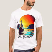 Segel Norwegen mit dem Wikinger Schiff T-Shirt (Vorderseite)