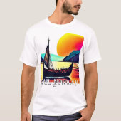 Segel Norwegen mit dem Wikinger Schiff T-Shirt (Vorderseite)