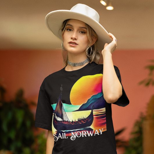 Segel Norwegen mit dem Wikinger Schiff T-Shirt