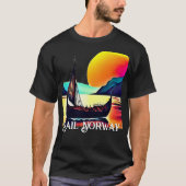Segel Norwegen mit dem Wikinger Schiff T-Shirt (Vorderseite)