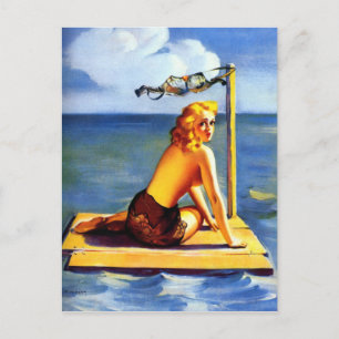 Segel Pin Up Postkarte