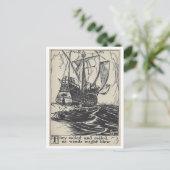 Segel Pirate Ship Vintag Book Illustration Postkarte (Stehend Vorderseite)