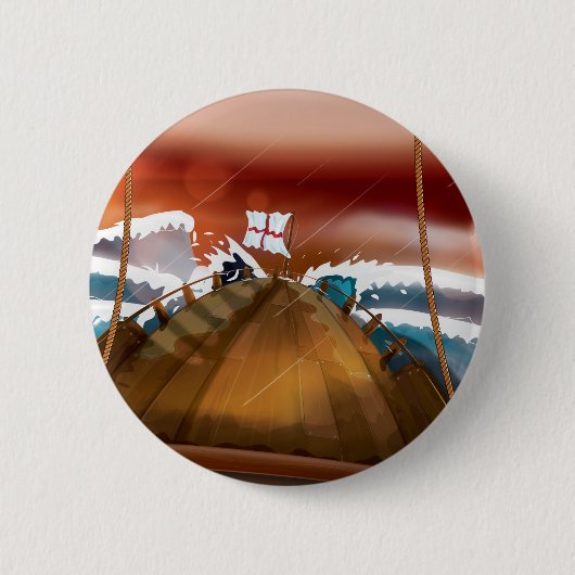 Segel-Schiff Ocean Storm Button (Vorderseite)