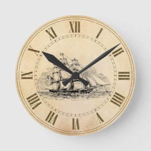 Segel-Schiff Runde Wanduhr