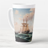 Segel Tall Clipper Ship Ocean Waves Latte Tasse (Linke Ecke)