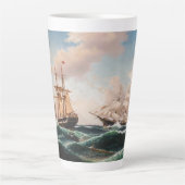Segel Tall Clipper Ship Ocean Waves Latte Tasse (Vorderseite)