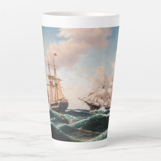 Segel Tall Clipper Ship Ocean Waves Latte Tasse (Vorderseite)