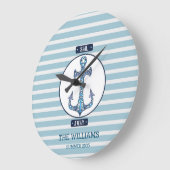 Segel weg Nautical Anchor - Personalisierte Küste  Große Wanduhr (Winkel)
