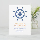 Segel weg Nautilische Strand Minimalist Save The Date (Stehend Vorderseite)