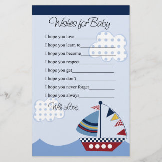 Segel weg/nautisch/Boot #2 Wünsche für Baby Letter