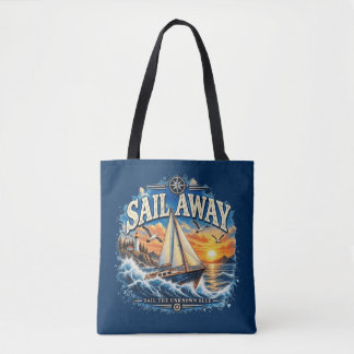 Segel Weg Segel Die Unbekannte Blaue Vintage-Nauti Tasche