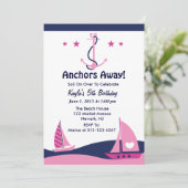 Segel-wegmädchen-Einladung Einladung (Stehend Vorderseite)