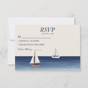 Segel-Yacht Watercolor Nautical Ship Wedding RSV RSVP Karte