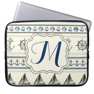 Segelanker Nautical Monogramm 15" Laptop-Hülle Laptopschutzhülle