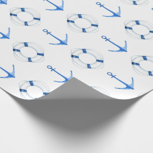 Segelblau Anker und Lebensring Nautical Geschenkpapier