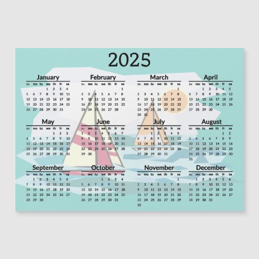 Segelboot 2025 Kalender Magnetkarte (Vorderseite)