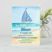 Segelboot 2. Geburtstag Party Einladung (Stehend Vorderseite)