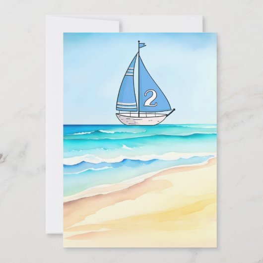 Segelboot 2. Geburtstag Party Einladung (Rückseite)