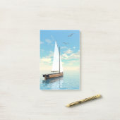 Segelboot - 3D übertragen Post-it Klebezettel (Auf Schreibtisch)