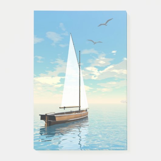 Segelboot - 3D übertragen Post-it Klebezettel (Vorderseite)