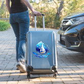 Segelboot-Abenteuer unter mondbeschienenem Himmel Aufkleber (Koffer Insitu)