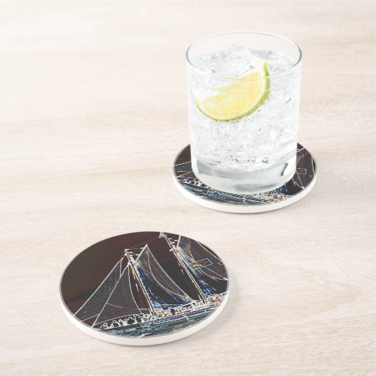 Segelboot - Abstraktes Foto Sandstein Untersetzer (Seite)