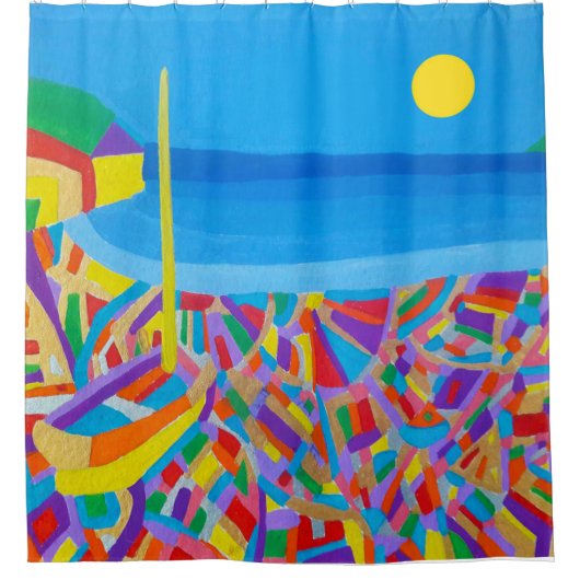 Segelboot am Meer Duschvorhang (Vorderseite)