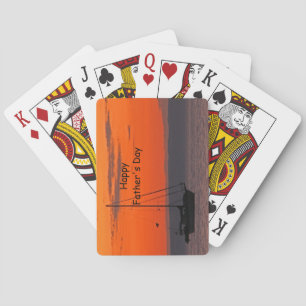Segelboot am Orange Sunset Happy Vatertag Spielkarten