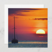 Segelboot am Sonnenaufgang Einladung (Vorne/Hinten)