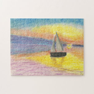 Segelboot am Sonnenuntergang Puzzle