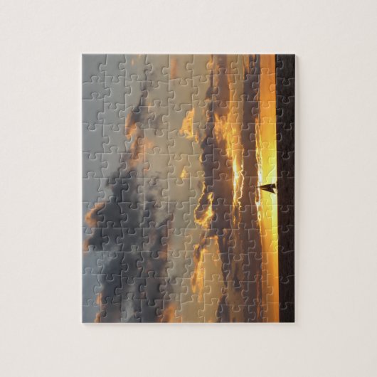 Segelboot am Sonnenuntergang Puzzle (Vertikal)