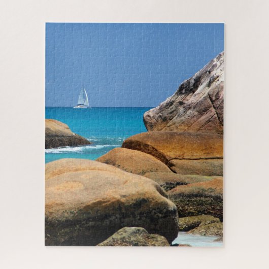 Segelboot am Strand Puzzle (Vertikal)